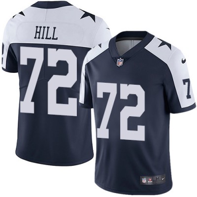 Nike Dallas Cowboys #72 Trysten Hill Navy Blue Thanksgiving Men's Stitched NFL Vapor Untouchable Limited Throwback Jersey